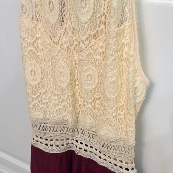 Inspired Hearts Burgundy and Lace Maxi Dress Size M. - Picture 3 of 7